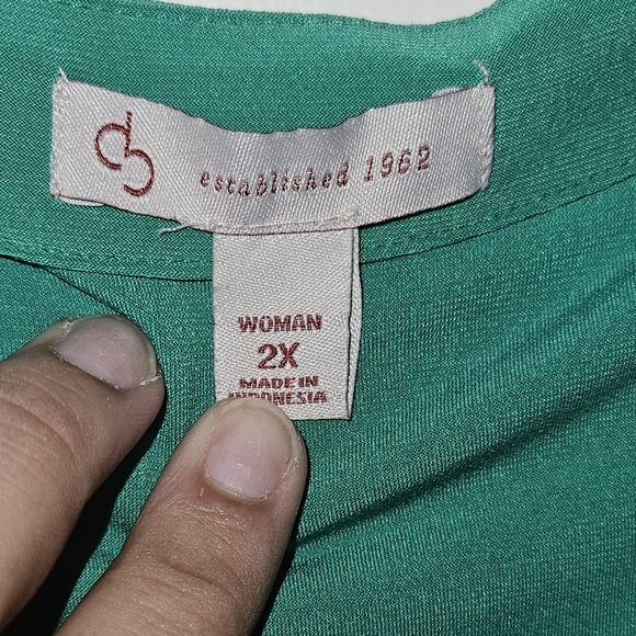 🛍db Kelly Green Square Neck Blouse 2X - Picture 2 of 4